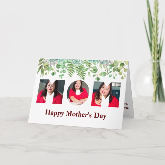 3 Image Mother's Day Photo Memories Elegant Floral Card (Front)