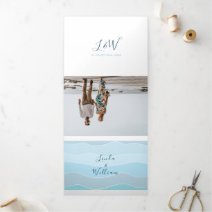 3 in 1 Beach Photo Wedding Tri-Fold Invitation