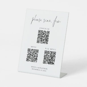 3 in One Qr Codes Bar Menu Program Script Wedding Pedestal Sign