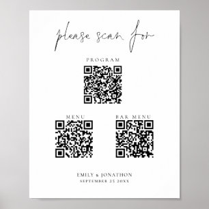3 in One Qr Codes Bar Menu Program Script Wedding Poster