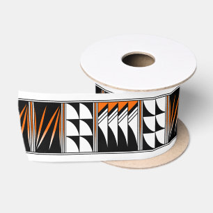 3 Inch Blessed Feathers in Orange Satin Ribbon