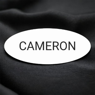 3 inch Oval Name Tag Badge Pin or Magnetic White
