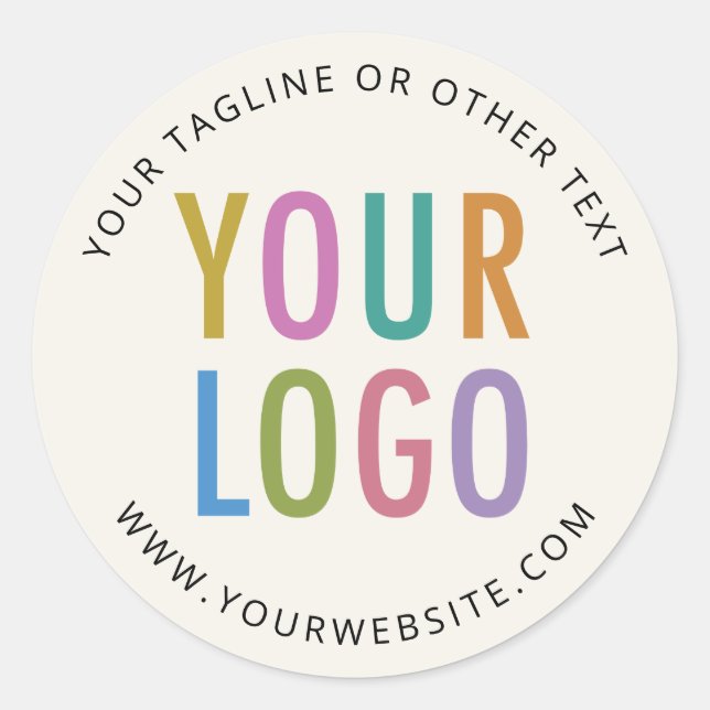 3 Inch Round Stickers Custom Business Logo Ecru (Front)