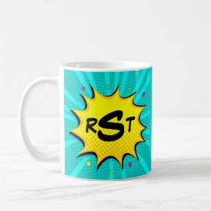 3 Initial Letter Monogram Aqua Pop Art Cloud  Coffee Mug
