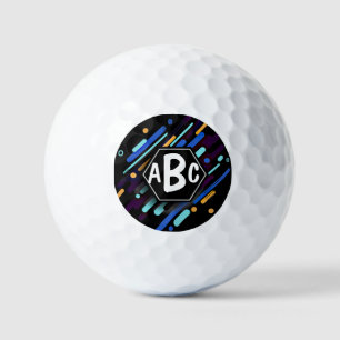 3 Initial Letter Monogram Black Frame Blue Paint   Golf Balls