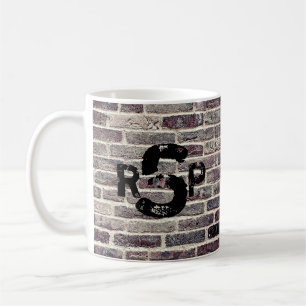 3 Initial Letter Monogram Brick Wall Distressed Coffee Mug