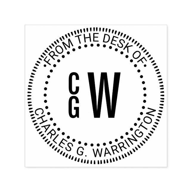 3 Initial Letter Monogram Bx From the Desk of Name Self-inking Stamp (Design)