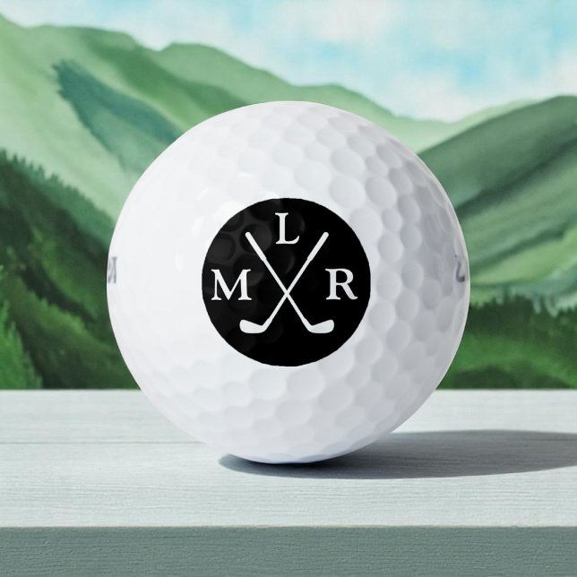3-Initial Letters Black & White Monogram Golf Balls (Creator Uploaded)