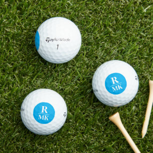 3 Initial Letters Monogrammed Azure Blue Golf Balls