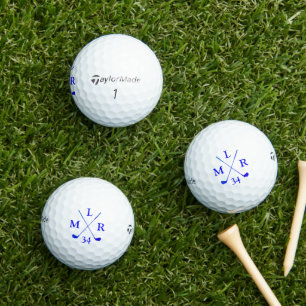 3 Initial Letters Personalised Blue Monogram Golf Balls