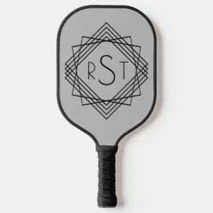 3 Initial Monogram Letter Classic Geometric Lines  Pickleball Paddle