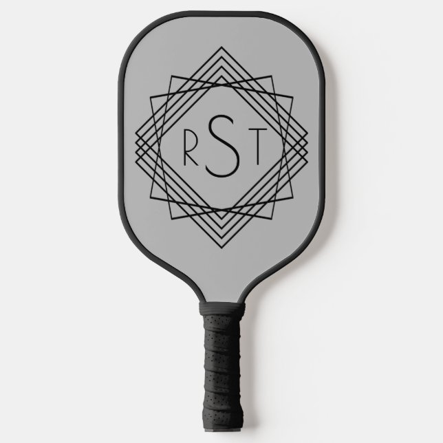 3 Initial Monogram Letter Classic Geometric Lines  Pickleball Paddle (Front)