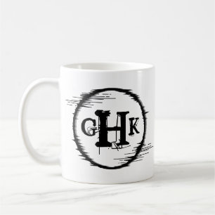 3 Initial Monogram Letter Distorted Circle Coffee Mug