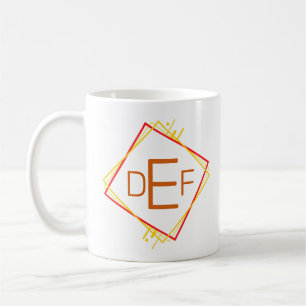 3 Initial Monogram Letter Red Yellow Brown Squares Coffee Mug