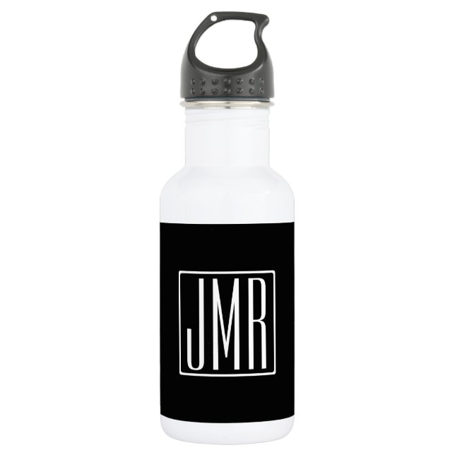 3 Initials Monogram | Black & White (or diy colour 532 Ml Water Bottle (Front)