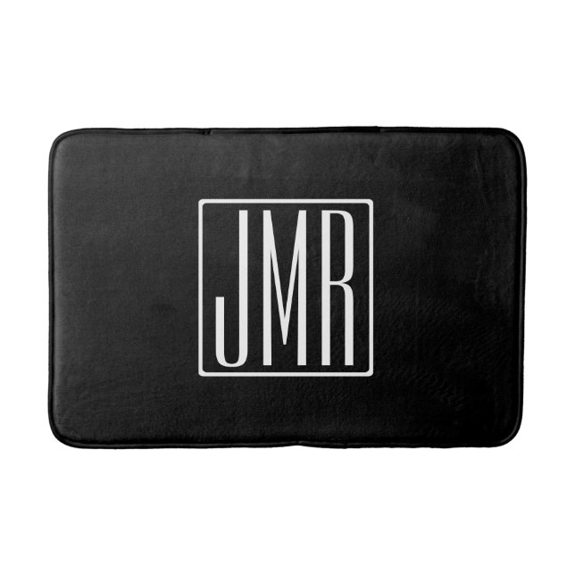 3 Initials Monogram | Black & White (or diy colour Bath Mat (Front)