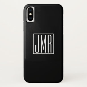 3 Initials Monogram   Black & White (or diy colour iPhone X Case
