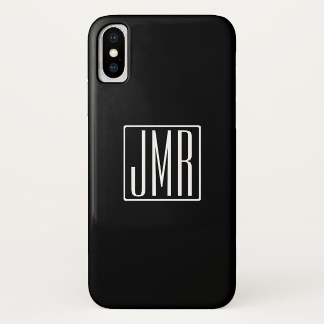 3 Initials Monogram | Black & White (or diy colour Case-Mate iPhone Case (Back)