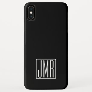 3 Initials Monogram   Black & White (or diy colour iPhone XS Max Case