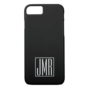 3 Initials Monogram Black & White (or diy colour iPhone 8/7 Case