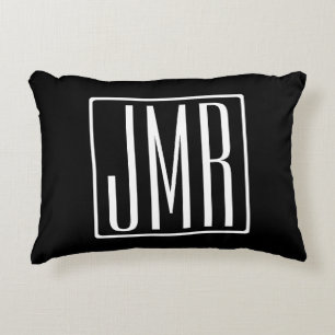 3 Initials Monogram   Black & White (or diy colour Decorative Cushion