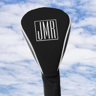 3 Initials Monogram   Black & White (or diy colour Golf Head Cover