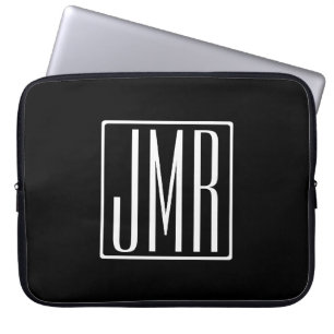 3 Initials Monogram Black & White (or diy colour Laptop Sleeve