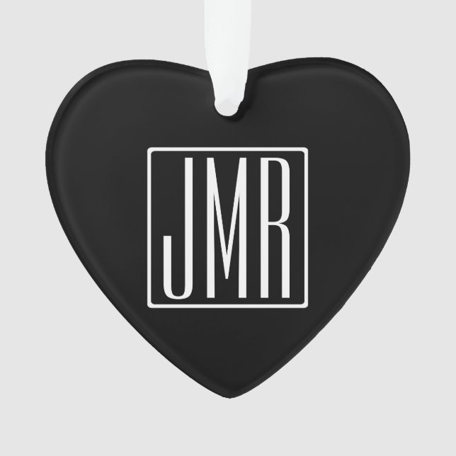 3 Initials Monogram | Black & White (or diy colour Ornament (Front)