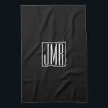 3 Initials Monogram | Black & White (or diy colour Tea Towel<br><div class="desc">Your three initials monogrammed.</div>