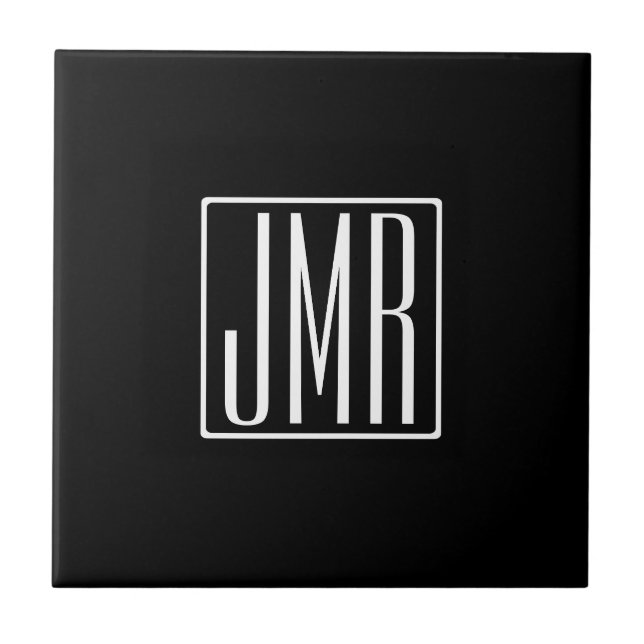 3 Initials Monogram | Black & White (or diy colour Tile (Front)