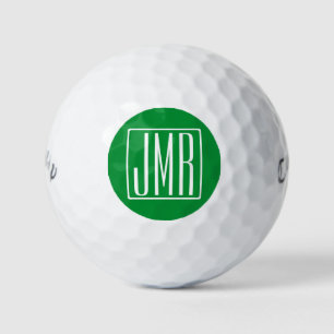 3 Initials Monogram   Green & White Golf Balls