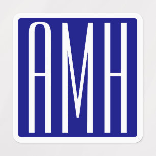 3 Initials Monogram   Navy Blue & White