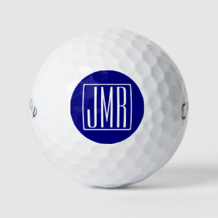 3 Initials Monogram   Navy Blue & White Golf Balls