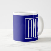 3 Initials Monogram | Navy Blue & White Large Coffee Mug (Front Right)