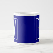 3 Initials Monogram | Navy Blue & White Large Coffee Mug (Front)