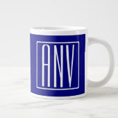 3 Initials Monogram | Navy Blue & White Large Coffee Mug (Right)