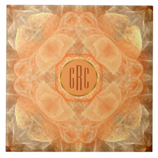 3 initials Monogram Orange Lace Ceramic Tile