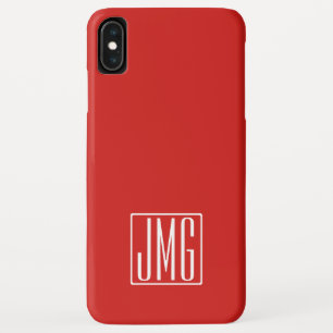 3 Initials Monogram   Red & White (or diy colour) iPhone XS Max Case