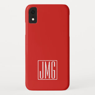 3 Initials Monogram   Red & White (or diy colour) iPhone XR Case