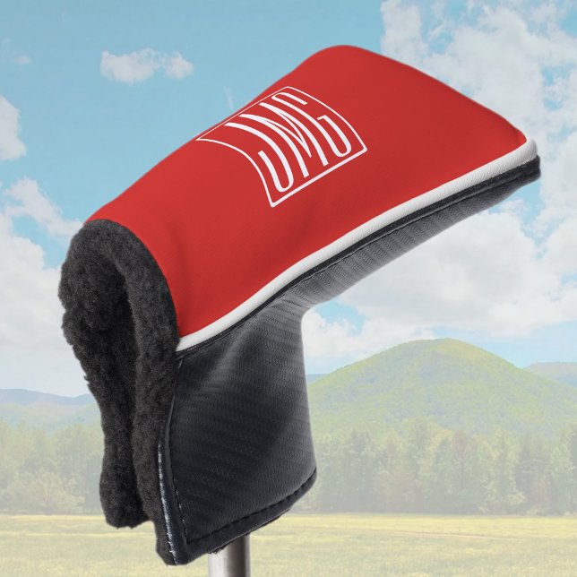 3 Initials Monogram | Red & White (or diy colour) Golf Head Cover (Creator Uploaded)