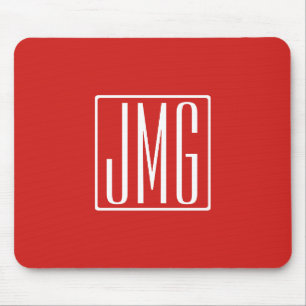 3 Initials Monogram   Red & White (or diy colour) Mouse Mat