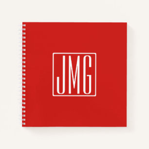 3 Initials Monogram   Red & White (or diy colour) Notebook