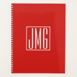 3 Initials Monogram | Red & White (or diy colour) Planner<br><div class="desc">Your three initials monogrammed.</div>