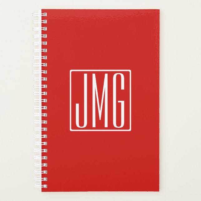 3 Initials Monogram | Red & White (or diy colour) Planner (Front)