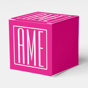 3 Initials Monogram White On Hot Pink Favour Box