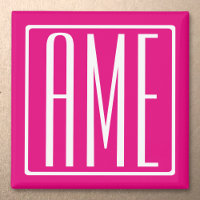 3 Initials Monogram | White On Hot Pink