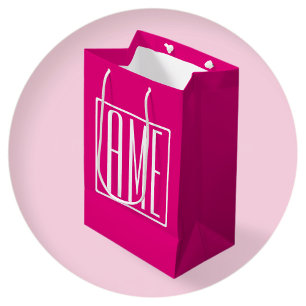 3 Initials Monogram   White On Hot Pink Medium Gift Bag