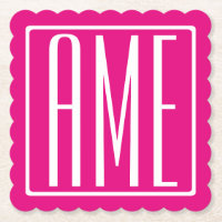 3 Initials Monogram | White On Hot Pink