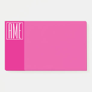 3 Initials Monogram White On Hot Pink Post-it Notes