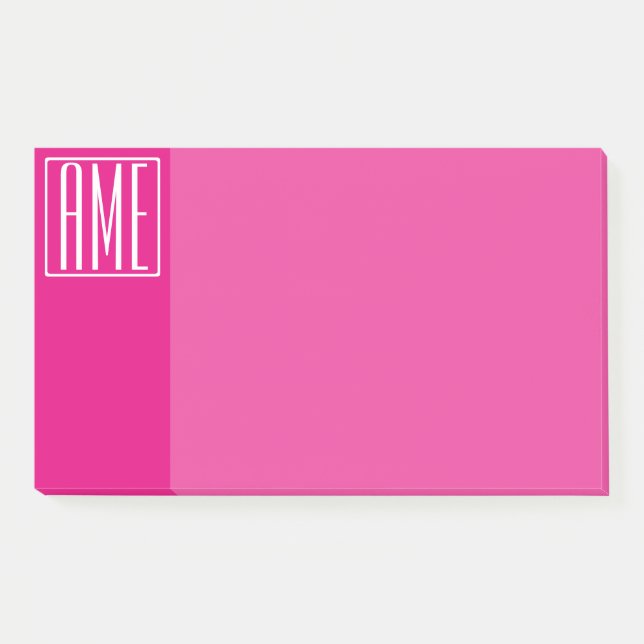 3 Initials Monogram | White On Hot Pink Post-it Notes (Front)